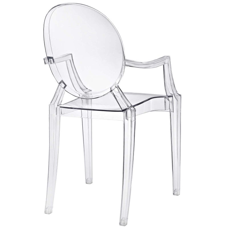 Modway Casper Modern Acrylic Stacking Kitchen and Dining Room Arm Chair in Clear - Fully Assembled - Image 3