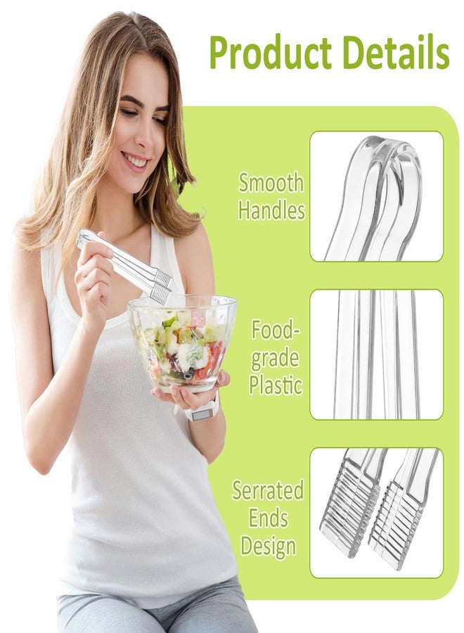 PEASUG 12 PCS Plastic Serving Tongs, 6.3 In Disposable Plastic Tongs for serving (Clear-12PCS) - Image 3