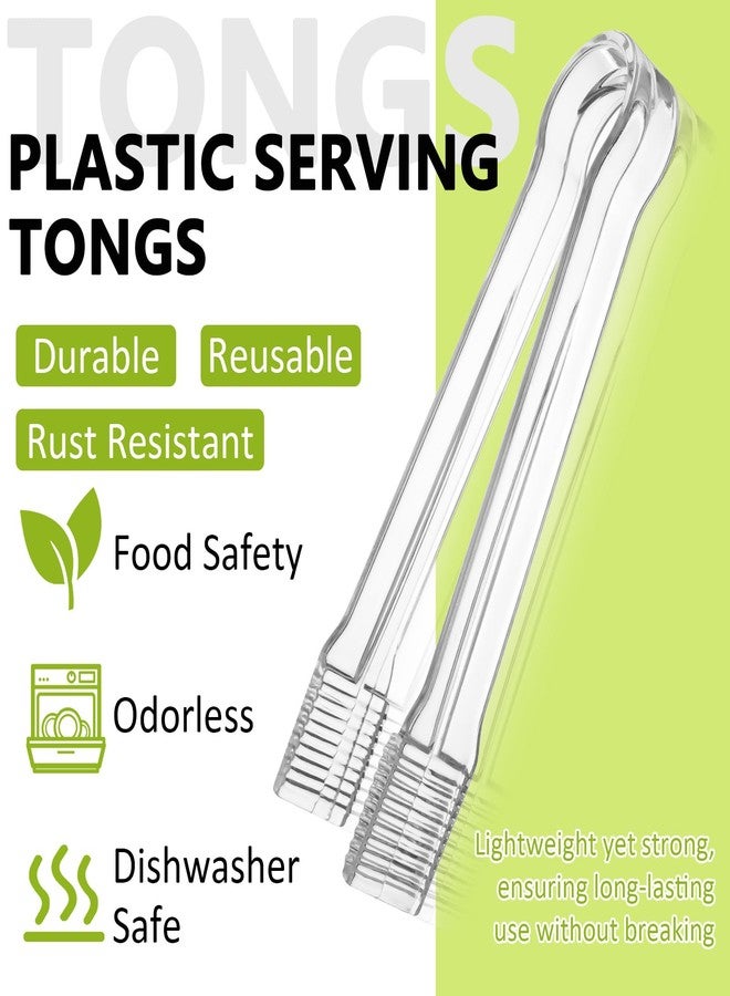 PEASUG 12 PCS Plastic Serving Tongs, 6.3 In Disposable Plastic Tongs for serving (Clear-12PCS) - Image 4