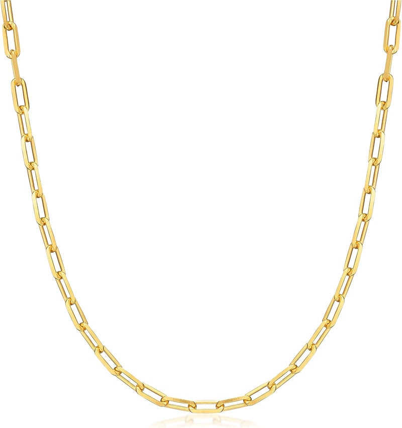 Barzel 18K Gold Plated Paperclip Necklace Chain 4MM - Made In Brazil - Image 1