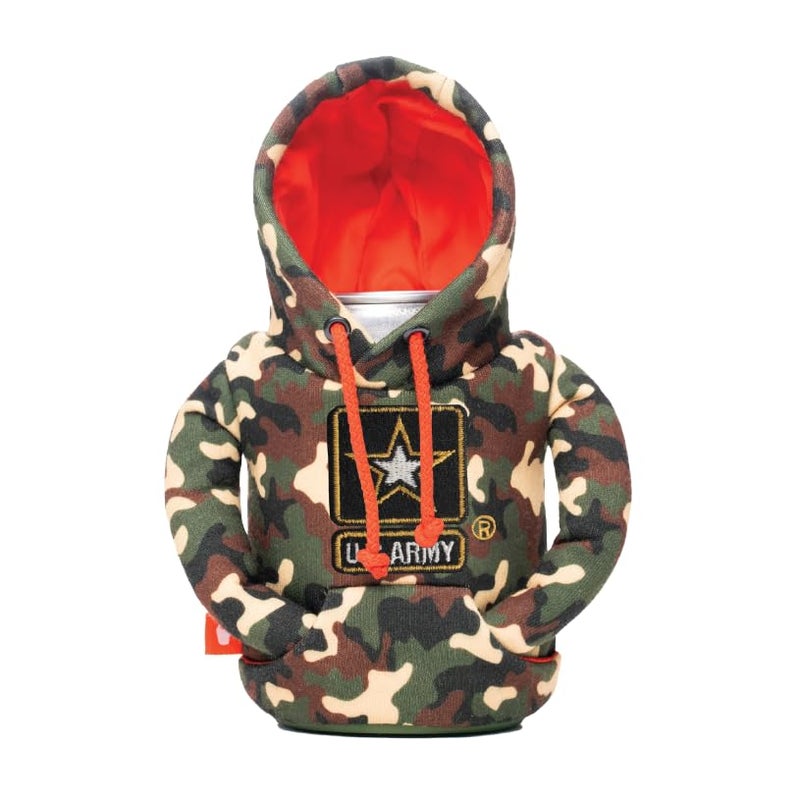 PUFFIN Puffin - The Hoodie Sweatshirt - Insulated 12 oz Can Cooler I Beer Bottle & Soda Can Insulator  Keep Drinks and Beverages Cold - U.S. Army Camo - Image 1