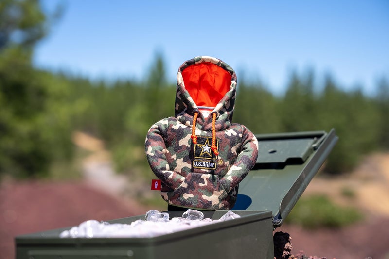 PUFFIN Puffin - The Hoodie Sweatshirt - Insulated 12 oz Can Cooler I Beer Bottle & Soda Can Insulator  Keep Drinks and Beverages Cold - U.S. Army Camo - Image 4
