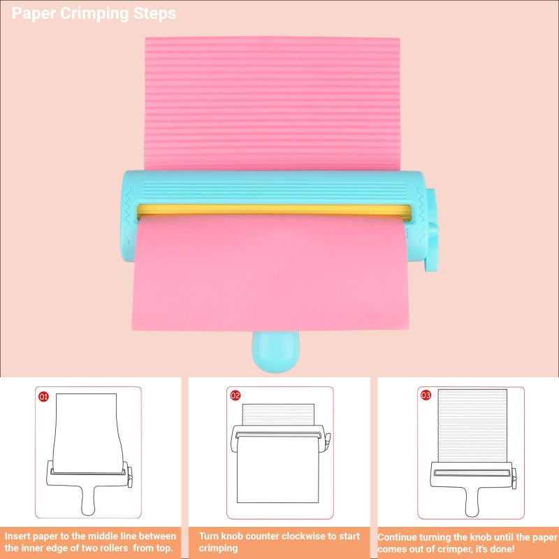 KW-triO Paper Crimper for Chip Bags Crafting Paper Creasing Tool for Scrapbooking, Quilling, Wrapping, Bag Sealing Decorative Edge Creaser with 8-1/2 Inches Width Roller (Cyan) - Image 3