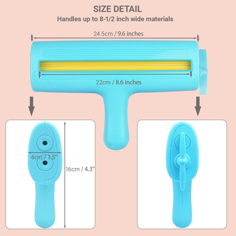 KW-triO Paper Crimper for Chip Bags Crafting Paper Creasing Tool for Scrapbooking, Quilling, Wrapping, Bag Sealing Decorative Edge Creaser with 8-1/2 Inches Width Roller (Cyan) - Image 2