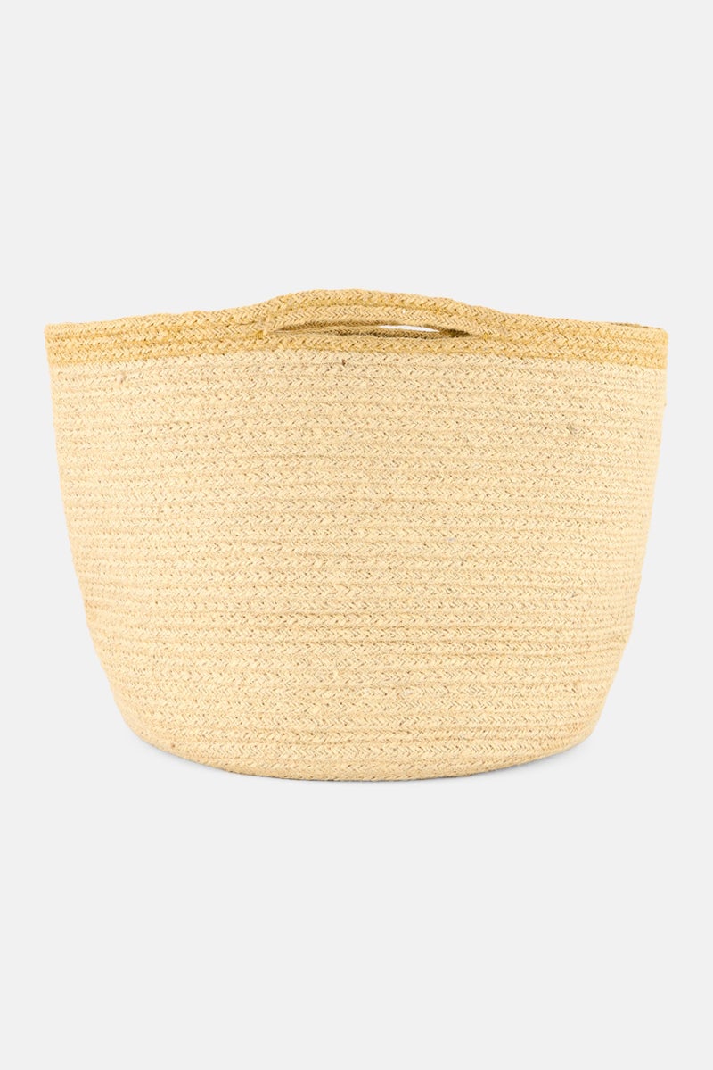 Muy Mucho Round Cotton Basket With Handle 28 x 25 Cm, Beige  - Image 2