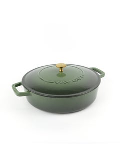 VAV Healthy and Safe, Non-Stick Cookware, Enameled Cast Iron Dutch Oven Braiser Pan, 28cm / 3.79L – Green  - Image 1