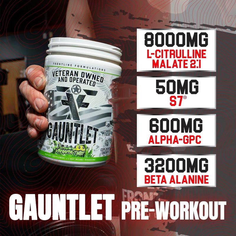 FRONTLINE FORMULATIONS Gauntlet PreWorkout Powder Explosive Workouts Laser Focus Mid Stim Amazing Flavor Veteran Owned and Operated 25 Servings Blue Coconut Lemonade - Image 5