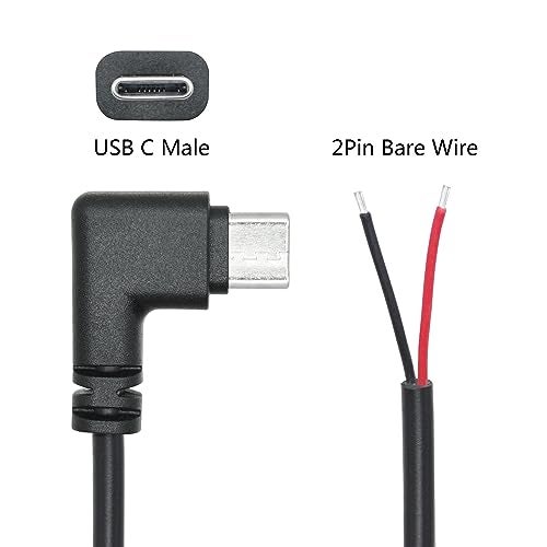 Maixbomr Right Angle USB C to 2 Pin Bare Wire Open End Wire 2M/6FT, 90 Degree USB Type C Male Plug Pigtail Power Cable 22AWG 5V/3A, for USB C Equipment Installed or Replacement Repair DIY Cable(2Pcs) - Image 3
