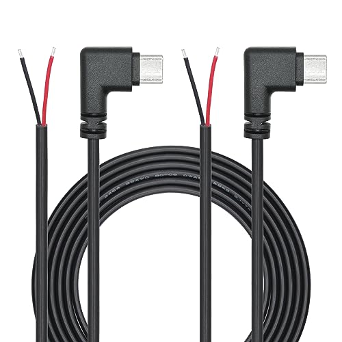 Maixbomr Right Angle USB C to 2 Pin Bare Wire Open End Wire 2M/6FT, 90 Degree USB Type C Male Plug Pigtail Power Cable 22AWG 5V/3A, for USB C Equipment Installed or Replacement Repair DIY Cable(2Pcs) - Image 1