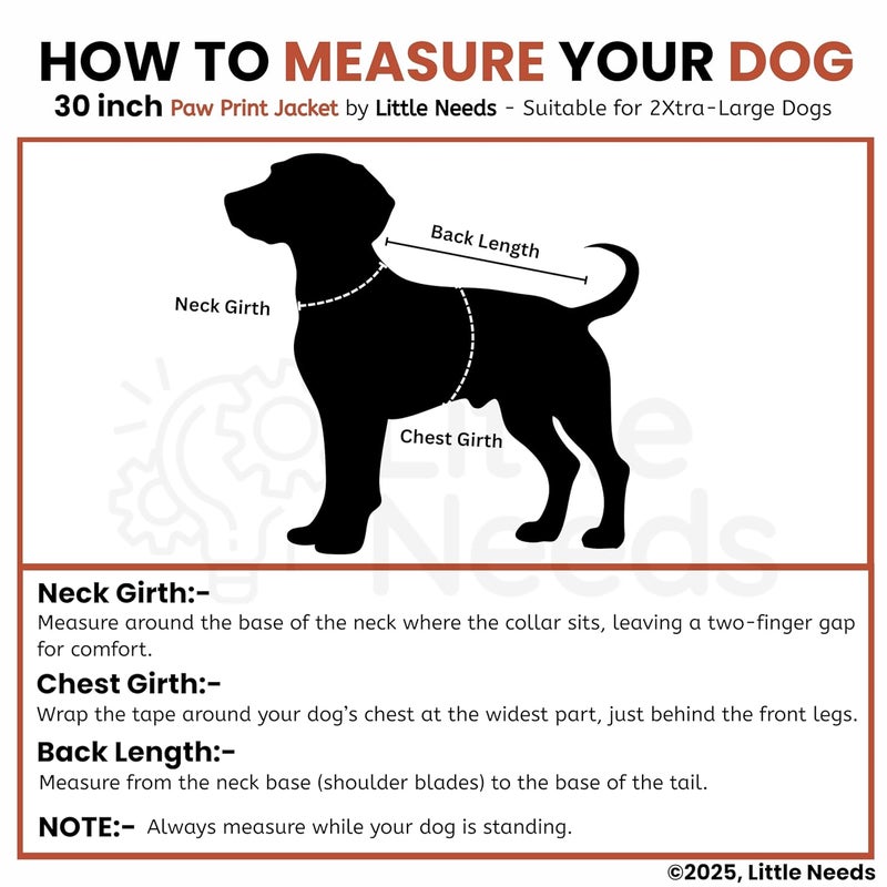 LITTLE NEEDS Dog Winter Jacket - (Paw Print, 30 Inch) for Xtra Large Size Dogs | Ultra Warm Waterproof & Windproof Coat | Adjustable Velcro Closure, Washable Vest for Cold Weather | Indoor & Outdoor - Image 5