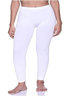 Plain White Lycra long leggings with elastic design and high waist