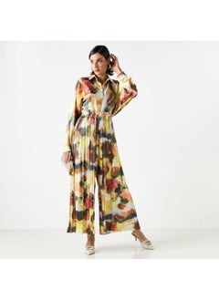 2Xtremz 2Xtremz Printed Pleated Palazzo Pants with Elasticated Paperbag Waist  - Image 2