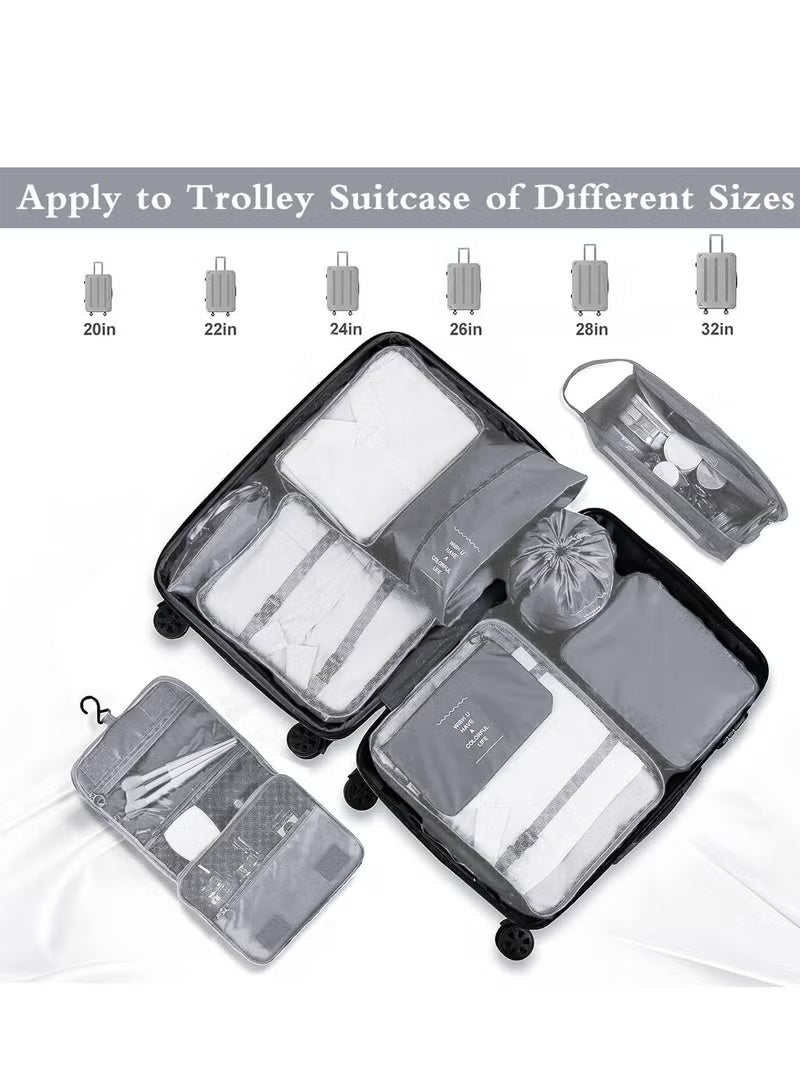 10 Set Packing Cubes for Suitcases, Travel Luggage Organizer, Travel Packing Kit with Clothes Storage Bag & Shoes Bag & Toiletry Bag & Underwear Bag-Black (Grey) - Image 3