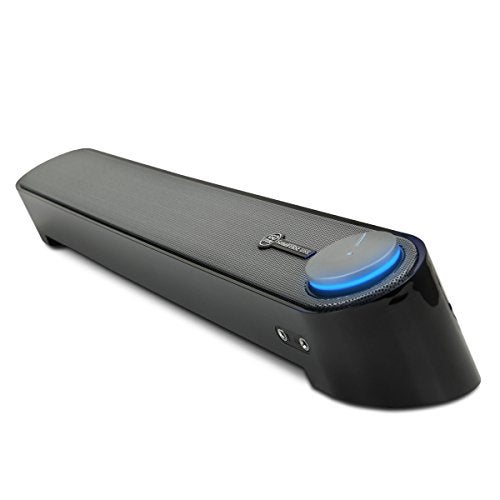 GOgroove Computer Speaker Mini Soundbar - USB Powered PC Sound Bar with Easy Setup Wired AUX, Stereo Audio, Microphone Port, Volume Control Knob, Under Monitor Design for Desktop (Black) - Image 1