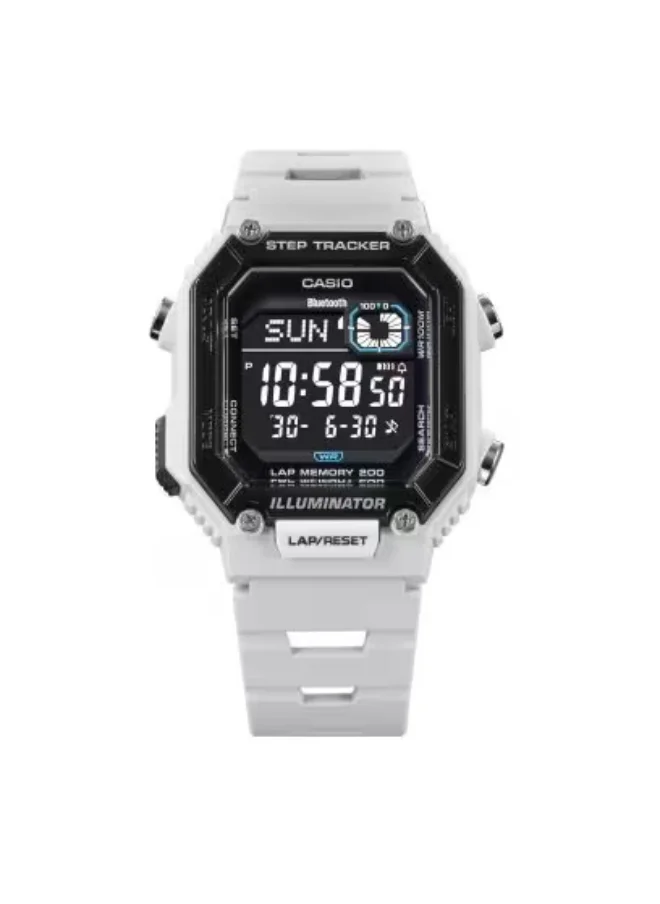 كاسيو Men's Digital Display Watch With White Resin Strap - WS-B1000-8BVDF
