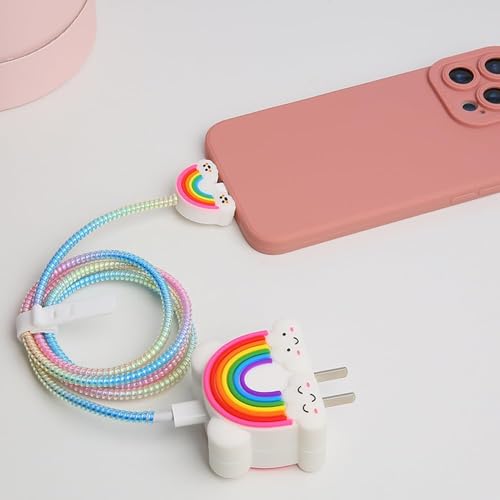 FACTOTECH Protective Charger Case for iPhone 18W 20W iPhone 17 16 15 14 13 12 11 Pro Max Charging Cable Charger Protective Cover Data Cable Protective Sleeve(Rainbow) - Image 3