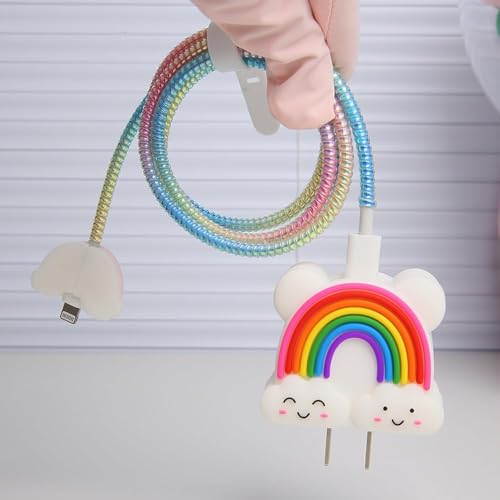 FACTOTECH Protective Charger Case for iPhone 18W 20W iPhone 17 16 15 14 13 12 11 Pro Max Charging Cable Charger Protective Cover Data Cable Protective Sleeve(Rainbow) - Image 5