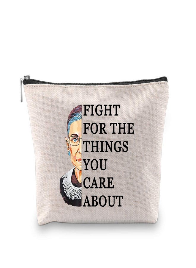 PXTIDY R-BG Lawyer Makeup Bag Feminist Gift Lawyer Gift Fight For The Things You Care About Cosmetic Bag Attorney(beige) - Image 1