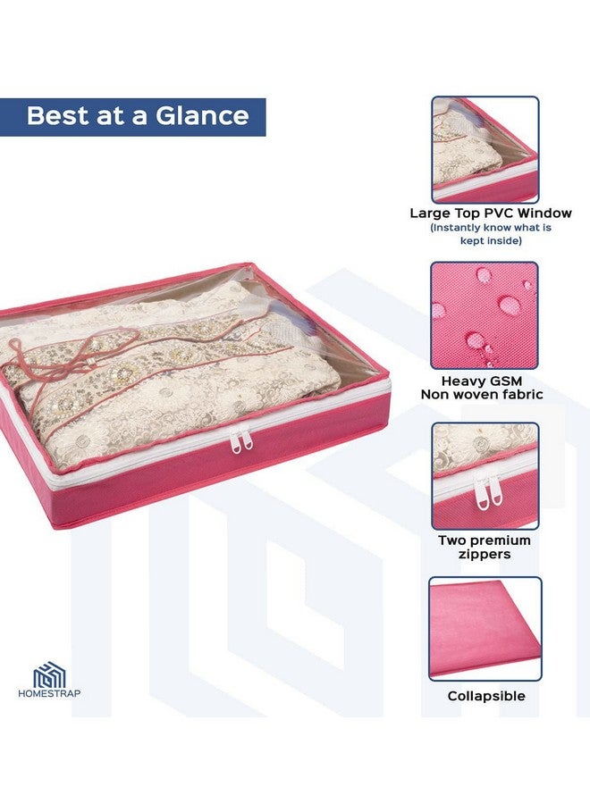 HomeStrap Non-Woven Single Saree/Suits Cover With 3 Inch Height - Pack Of 6 - Pink - Image 3