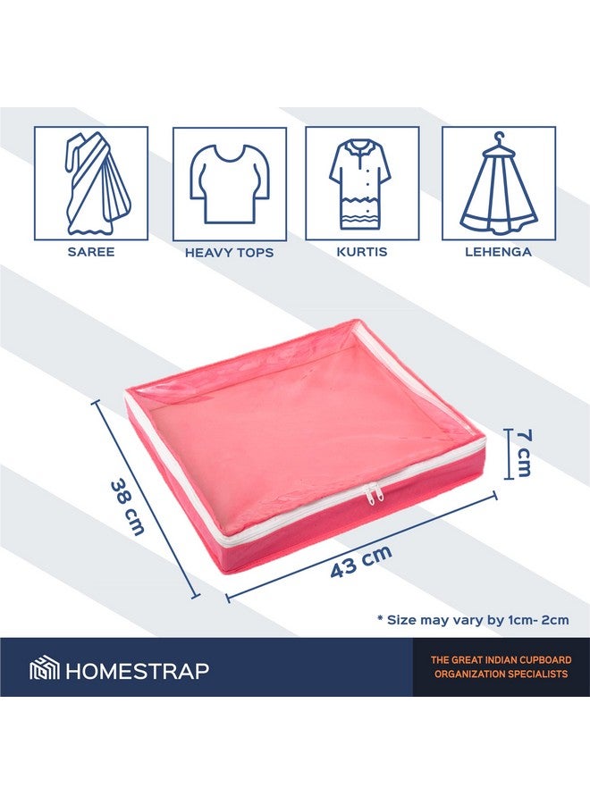 HomeStrap Non-Woven Single Saree/Suits Cover With 3 Inch Height - Pack Of 6 - Pink - Image 2
