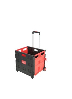 NAMSON Plastic Box Rolling Folding Shopping Trolley Cart with Seat (Black/Orange)  - Image 2