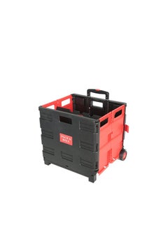 NAMSON Plastic Box Rolling Folding Shopping Trolley Cart with Seat (Black/Orange)  - Image 3