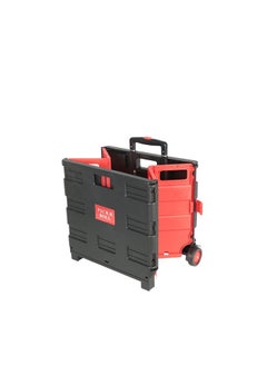 NAMSON Plastic Box Rolling Folding Shopping Trolley Cart with Seat (Black/Orange)  - Image 4