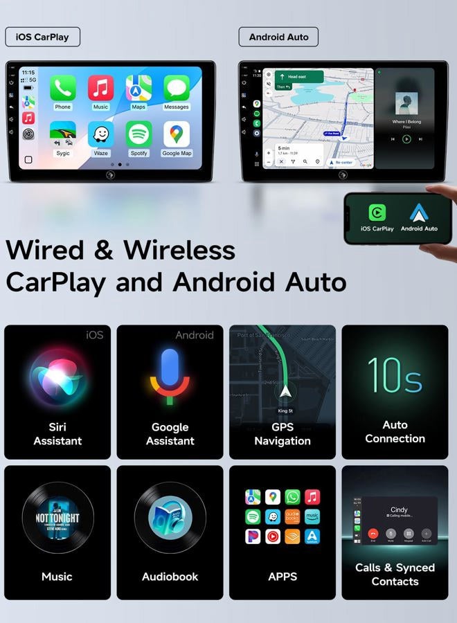 AINAVIGO 10.2" Car Stereo Radio for Chevy Silverado & GMC Sierra 2014-2018 - Wireless CarPlay & Android Auto, 5G WiFi GPS Navigation, Bluetooth FM/SWC, 1080P Backup Camera, Responsive Touchscreen - Image 3