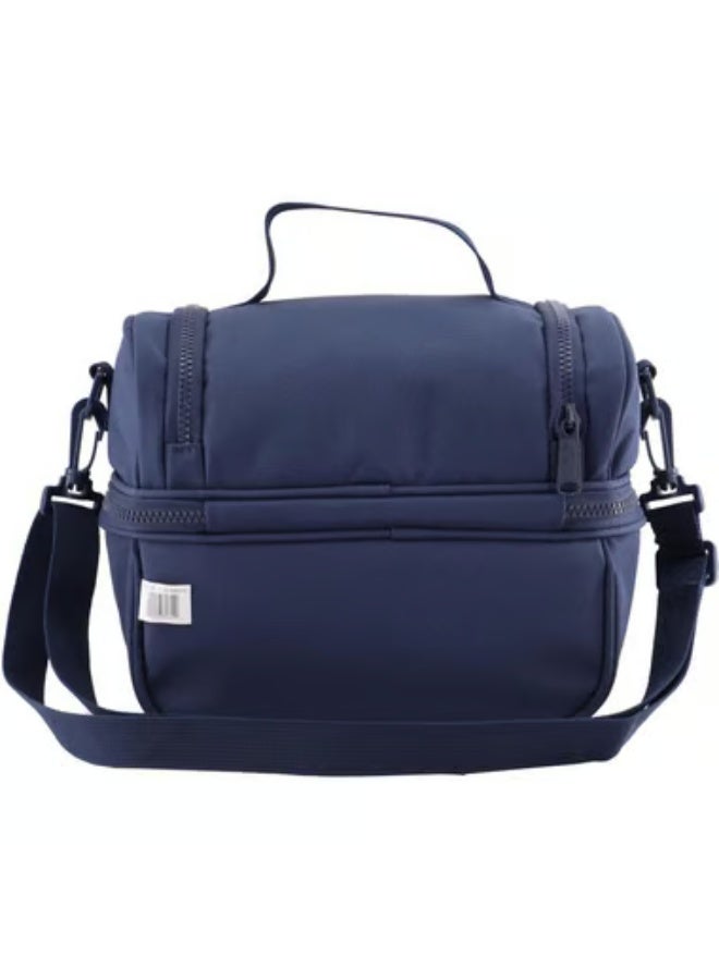 Atrium Big Zipper Lunch Bag Solid Navy Blue - Image 2