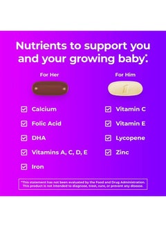 ONE A DAY مجموعة الفيتامينات المتعددة للرجال والنساء قبل الحمل من One A Day، بما في ذلك فيتامينات أ، وفيتامين ج، وفيتامين د، وفيتامين ب6، وفيتامين ب12، وحمض الفوليك والمزيد، 30+30 حبة، مكمل غذائي قبل وأثناء وبعد الولادة  - Image 3