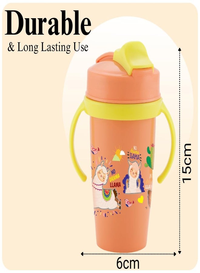 Zerya Stainless Steel Double Walled 360ml BPA-Free Sippy Cup Anti-Spill Soft Silicone Spout Baby Sipper Water Bottle with Straw and Side Handle for Kids (Snozzy - Orange) - Image 5