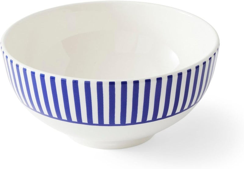 Spode Steccato Collection  65 Rimless Soup Bowl Stripe Cobalt Blue  Made of Earthenware  Dishwasher and Microwave Safe  Made in England  For Serving Soup Salad or Pasta Bowls - Image 1