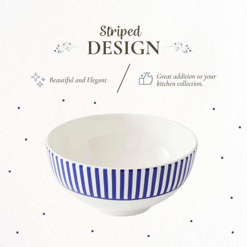 Spode Steccato Collection  65 Rimless Soup Bowl Stripe Cobalt Blue  Made of Earthenware  Dishwasher and Microwave Safe  Made in England  For Serving Soup Salad or Pasta Bowls - Image 3