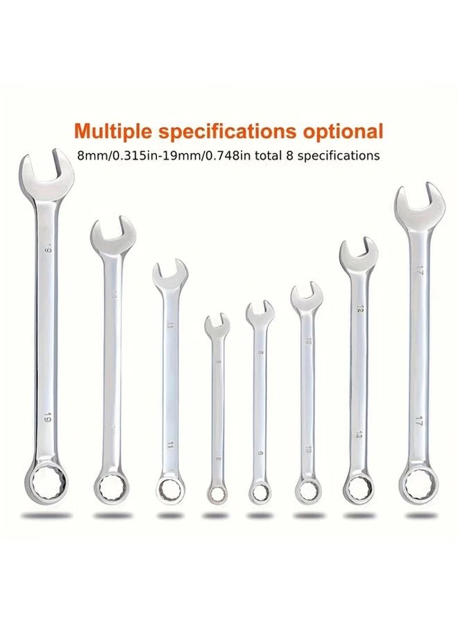 8pcs Metric Ratcheting Wrench Set 8 19mm Dual Head Metal Automotive Tool - Image 5