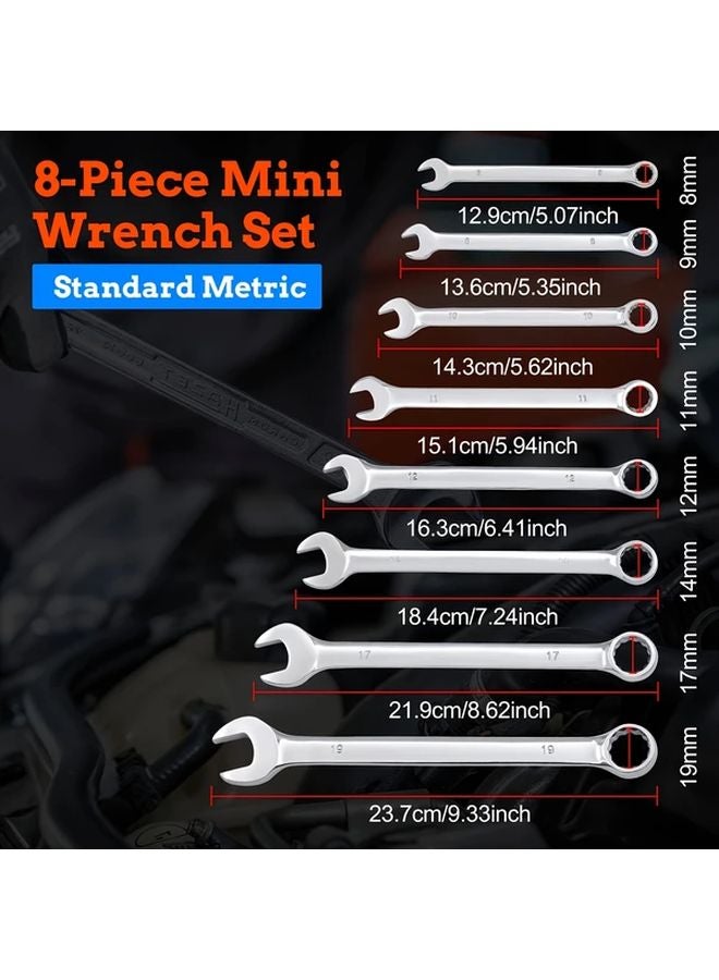 8pcs Metric Ratcheting Wrench Set 8 19mm Dual Head Metal Automotive Tool - Image 3