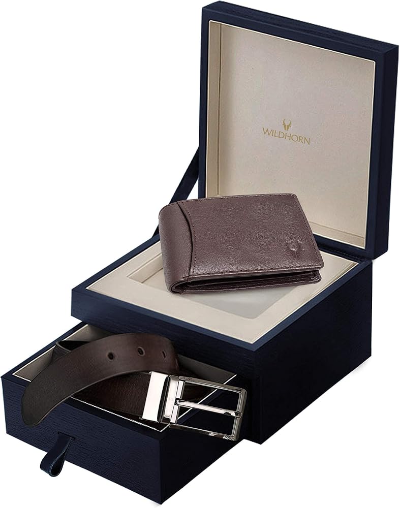 WildHorn mens Leather Wallet Belt Combo Men's Wallet - Image 1