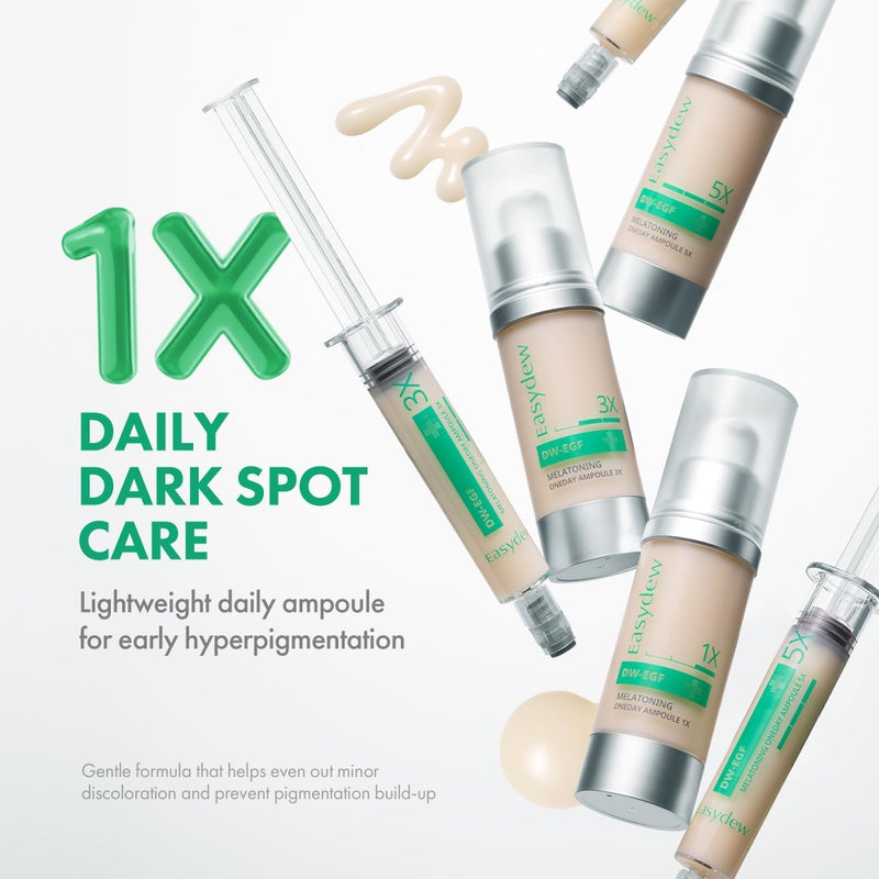 Easydew DW-EGF Melatoning Ampoule 1X - Hydrating Dark Spot Serum with Niacinamide & Glutathione for Uneven Skin - Fast Absorbing Day & Night Ampoule Korean Skin Care (Pump 0.27 fl oz, EGF 1X) - Image 2