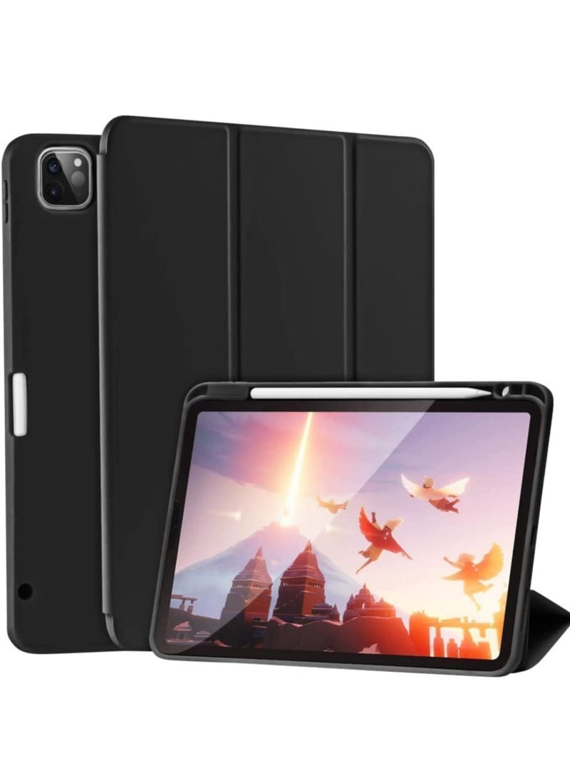 ELTRAZONE Case for iPad Pro 11 Inch 2021(3rd Gen)/2020(2nd Gen) with Pencil Holder [Support iPad 2nd Pencil Charging/Pair] Slim Trifold Stand, Smart Protective Case Cover (Black) - Image 1