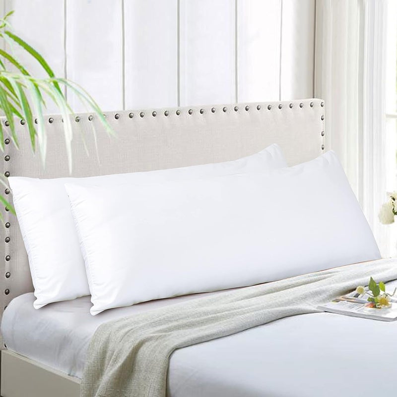 EVOLIVE New Soft Brushed Premium Microfiber Body Pillow Cover 21"x54" Pillowcases with Zipper Closure Set of 2 (Body Pillow Cover 21"x54" Pack of 2, White) - Image 1