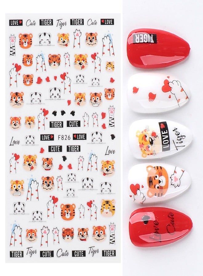 Vezocim Tiger Nail Art Sticker Decals, 3D Cartoon Animal Tiger Nail Self-Adhesive Sticker Designs, Fun Nail Transfer Decal Acrylic Supplies for Women & Girls Manicure Tips Decorations - Image 3