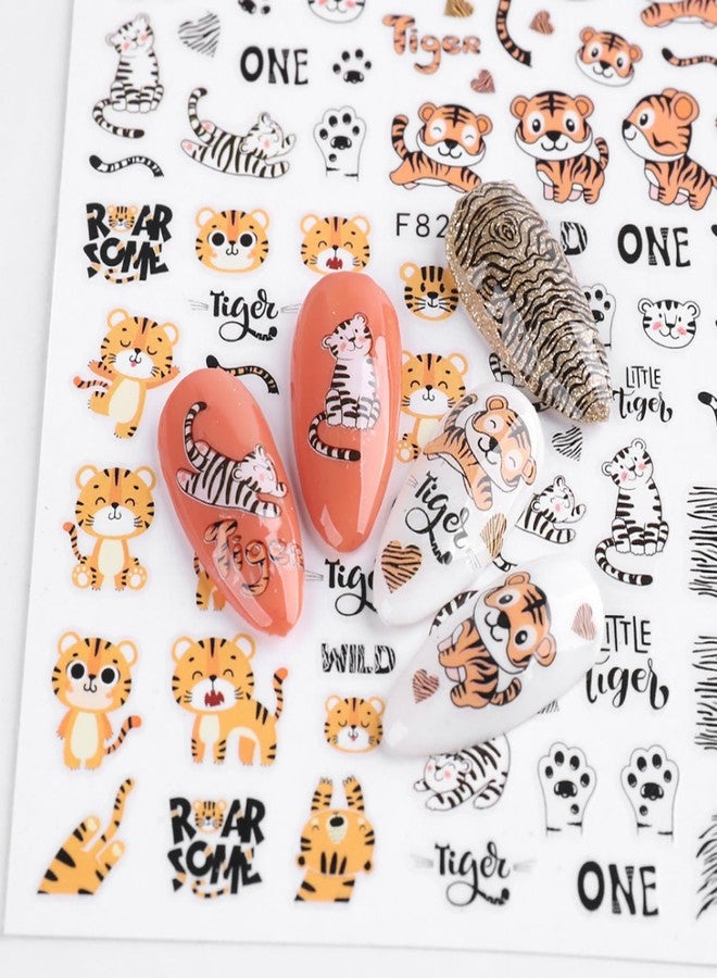 Vezocim Tiger Nail Art Sticker Decals, 3D Cartoon Animal Tiger Nail Self-Adhesive Sticker Designs, Fun Nail Transfer Decal Acrylic Supplies for Women & Girls Manicure Tips Decorations - Image 2