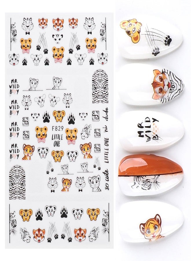 Vezocim Tiger Nail Art Sticker Decals, 3D Cartoon Animal Tiger Nail Self-Adhesive Sticker Designs, Fun Nail Transfer Decal Acrylic Supplies for Women & Girls Manicure Tips Decorations - Image 4