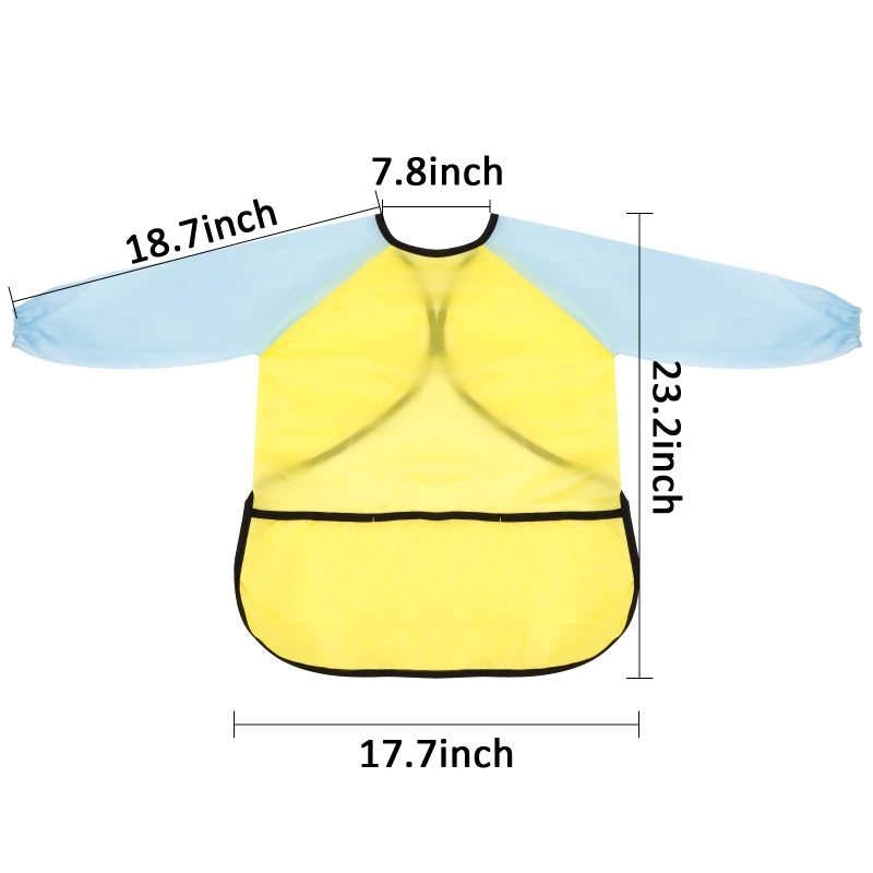 BAHABY 2 Pack Kids Art Smocks Children's Artist Apron Painting Smock with Long Sleeve and 3 Pockets for Age 3-8 - Image 2
