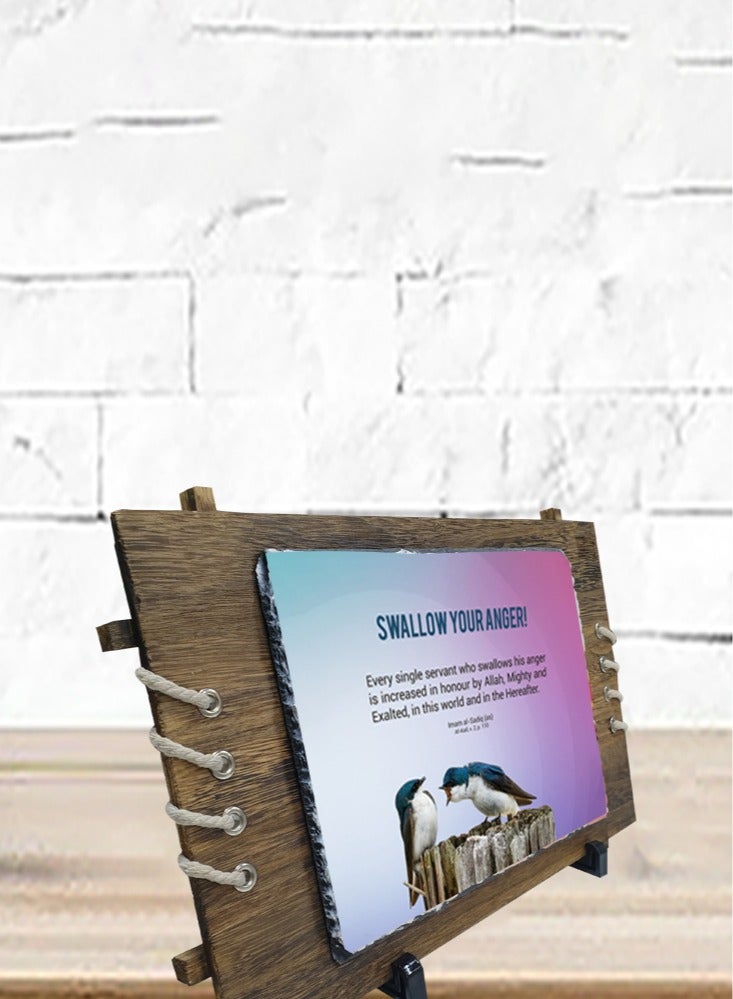 Service Zone Protective Printed White Rectangle Shape Marble Photo Frame for Table Top Swallow Your Anger Imam Al Sadiq (as)  - Image 3