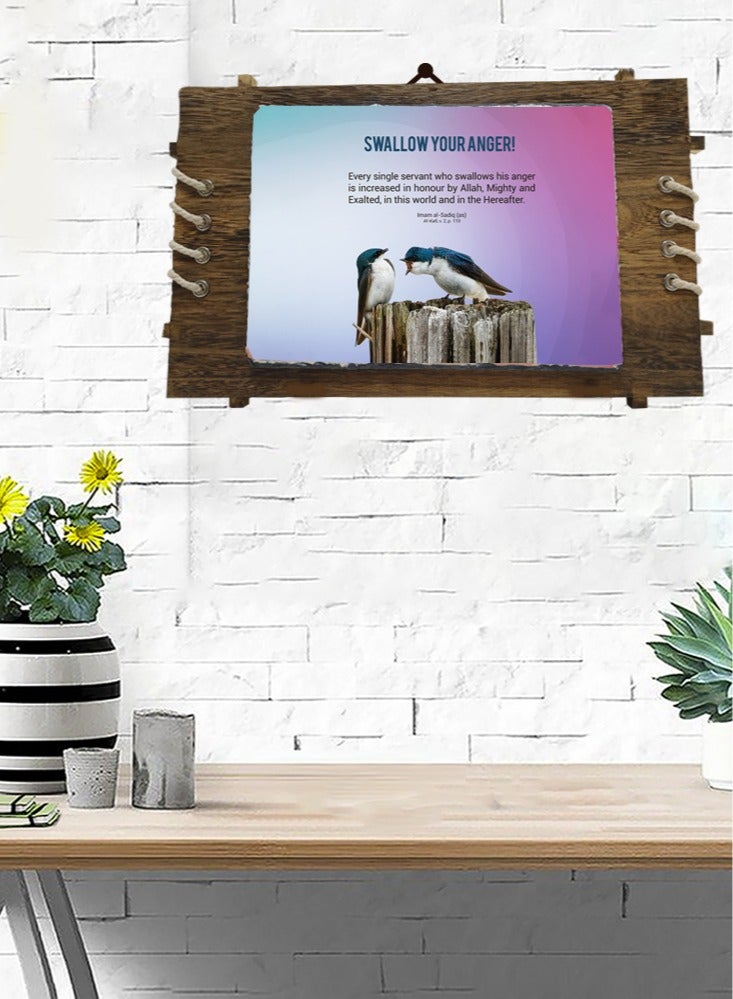 Service Zone Protective Printed White Rectangle Shape Marble Photo Frame for Table Top Swallow Your Anger Imam Al Sadiq (as)  - Image 2