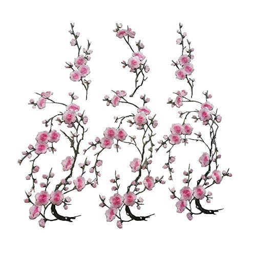 6 parches de Flores Grandes de ciruelapequea rebanada de ciruela para pegar con plancha 142 x 75 in 67 x 31 in Pink