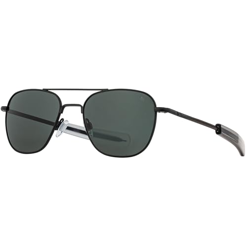 AO Original Pilot Sunglasses - Black - True Color Gray SkyMaster Glass Lenses - Bayonet Temple - 55-20-140 - Image 1