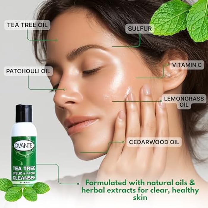 Ovante Tea Tree Oil Eyelid, Facial Cleanser Wash For Demodex Prone Skin 4.0 oz - Image 5