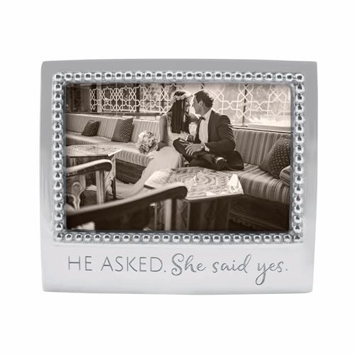 Mariposa "He Asked. She said Yes" Frame, Silver, 4" x 6" - Image 1