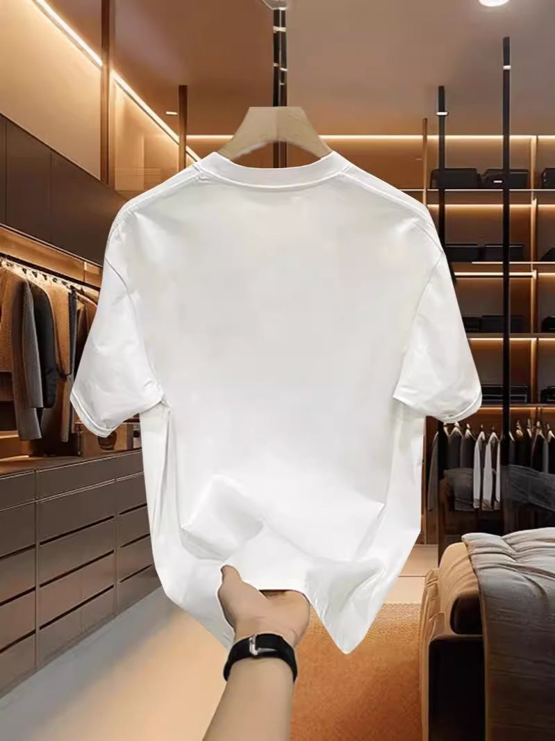 Crewneck Fashion Brand Standard Youth Fashion Harajuku Men'S Summer Ins Half Sleeve Printed Cityscape T-Shirt - Image 5